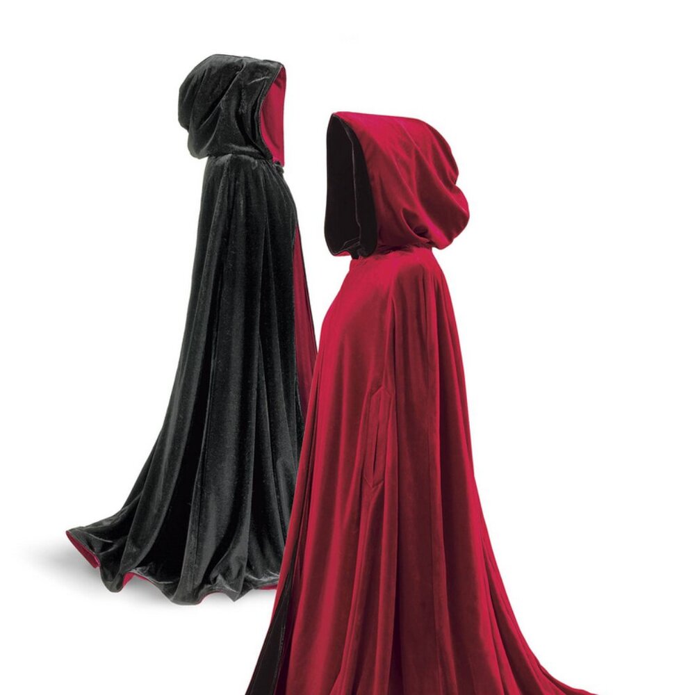 Pyramid Collection Reversible Velvet Cape Red Black Whimsigoth Hooded Gothic